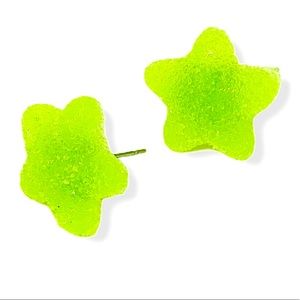 Green Candy Cute Kawaii SOFT Sugar Gummy STAR Stainless STUD Earrings